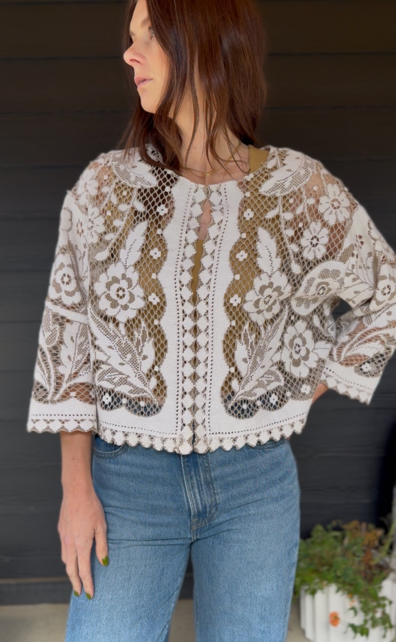 Signature 3/4 Sleeve Floral Cardigan